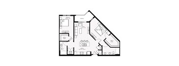 The Monaco floor plan at Crystal Riviyera Apartments