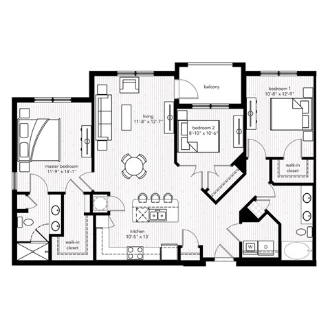 The Sainte Maxime floor plan at Crystal Riviyera Apartments