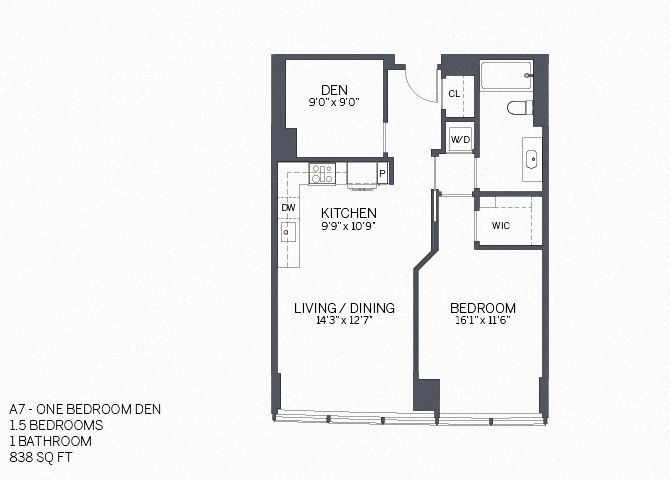 One Bedroom Den with furniture