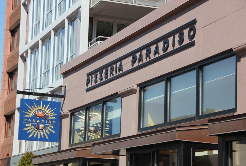 a building with a sign on the side of it