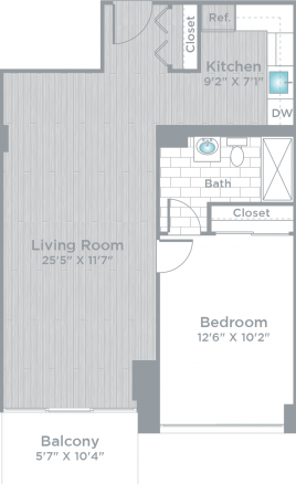 1 Bed 1 Bath_670D