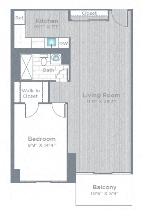 1 Bed 1 Bath_670B