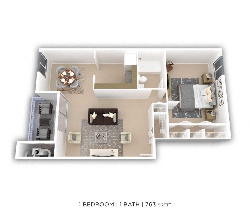 One Bedroom - 763 sqft