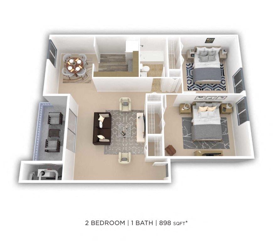 Two Bedroom - 898 sqft
