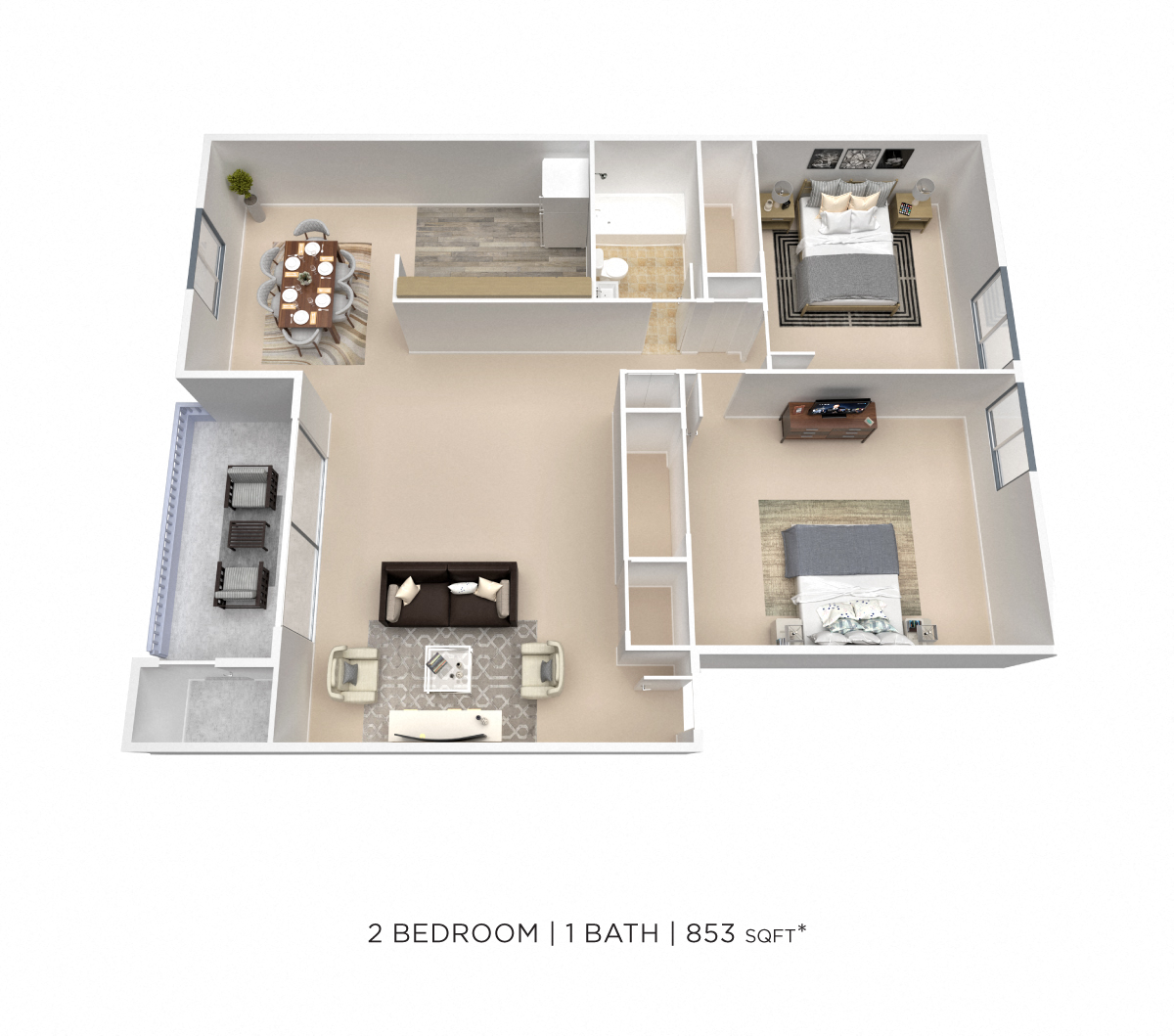 Two Bedroom - 853 sqft