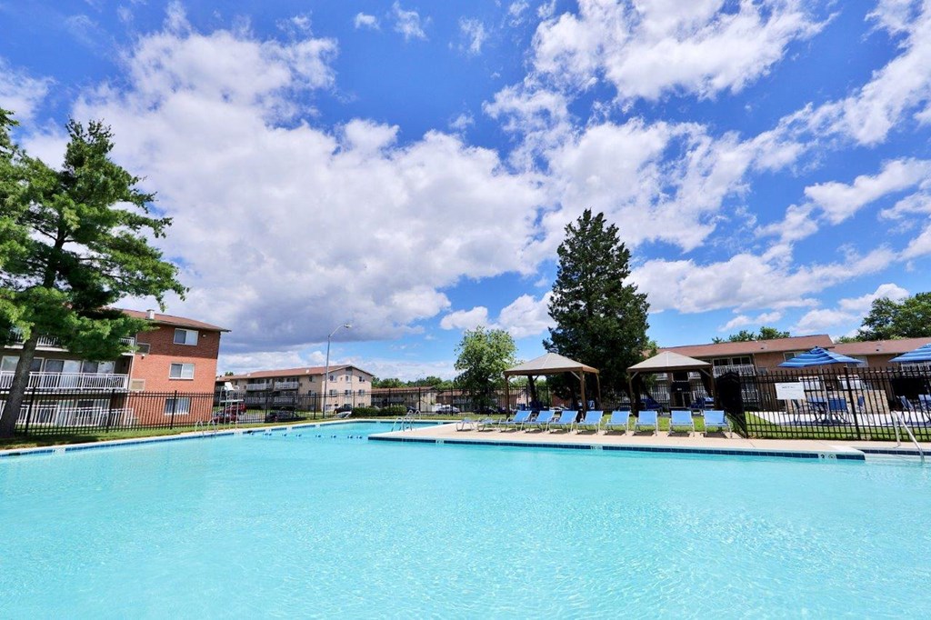 the swimming pool at the apartments for rent