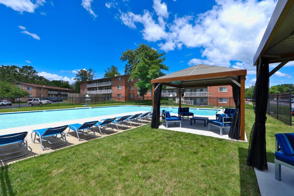 the pool and gazebo at the preserve apartments in walnut falls