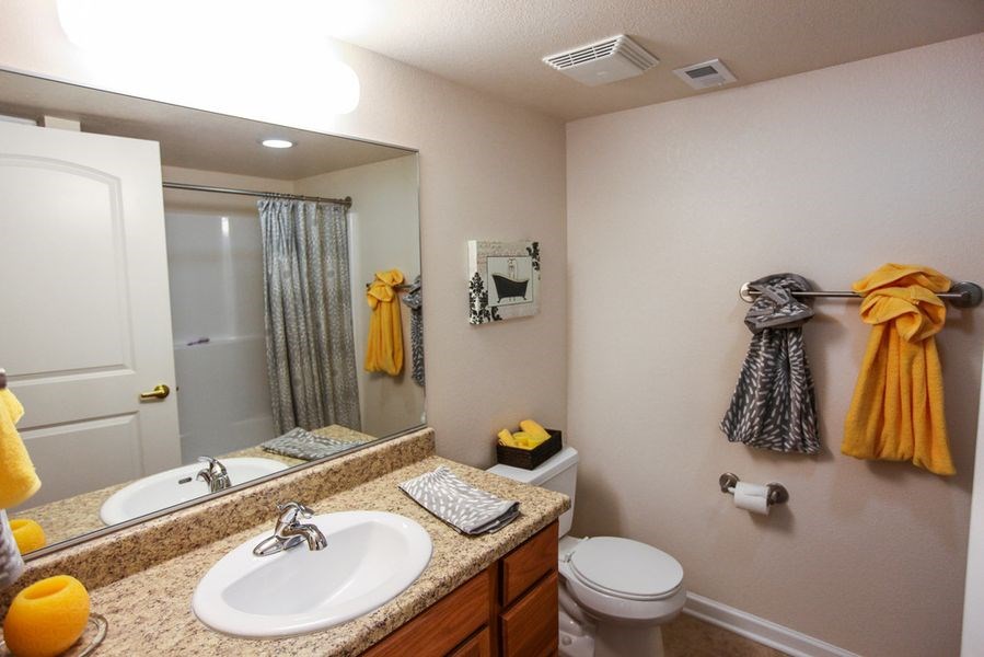 a bathroom with a sink toilet and a mirror