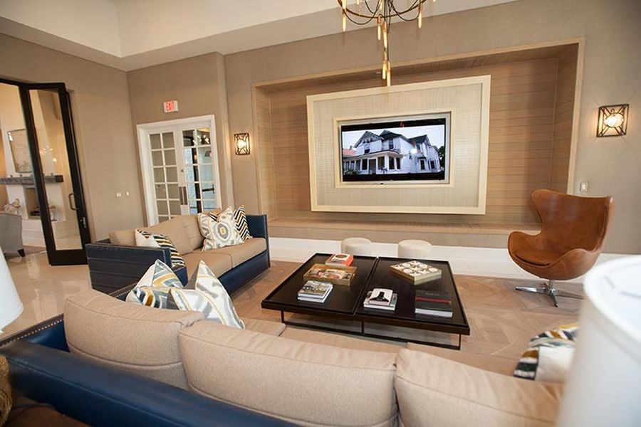 a living room with a couch and a coffee table