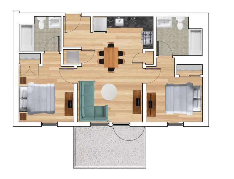 2 Bedroom B Floorplan at Block C, San Marcos, California
