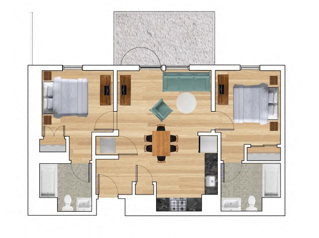 2 Bedroom C Floorplan at Block C