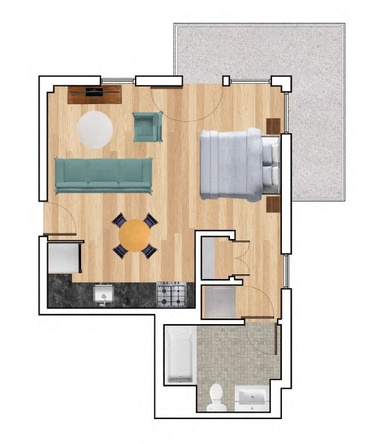 Studio B Floorplan at Block C