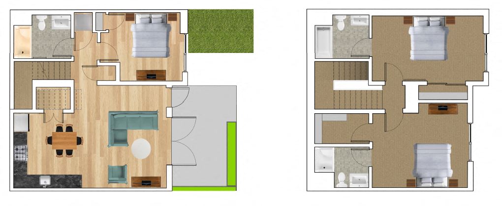 Townhouse 3x3 B Floorplan at Block C