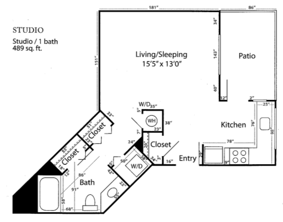 Studio Floor Plan at Reunion at Redmond Ridge, Redmond, WA