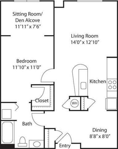 B5 with Den- 55+ Adult Living Floorplan at Reunion at Redmond Ridge, Redmond, 98053