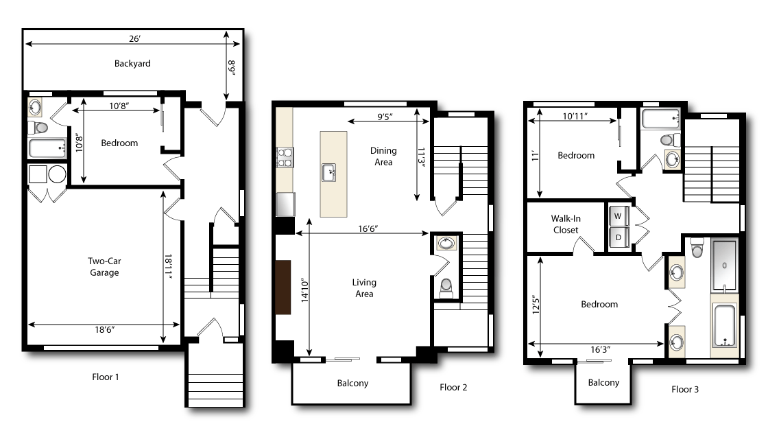 3 bedroom floorplan