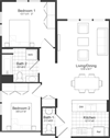 2 Bedroom 1.5 Bathroom Floor Plan 2 Bedroom 1.5 Bathroom Floor Plan at Park87, Cambridge, MA