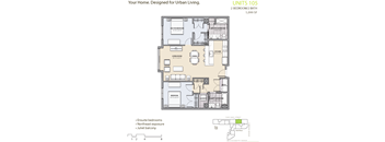 2 bedroom 2 bathroom floor plan at 7 Cameron, Cambridge, MA 02140