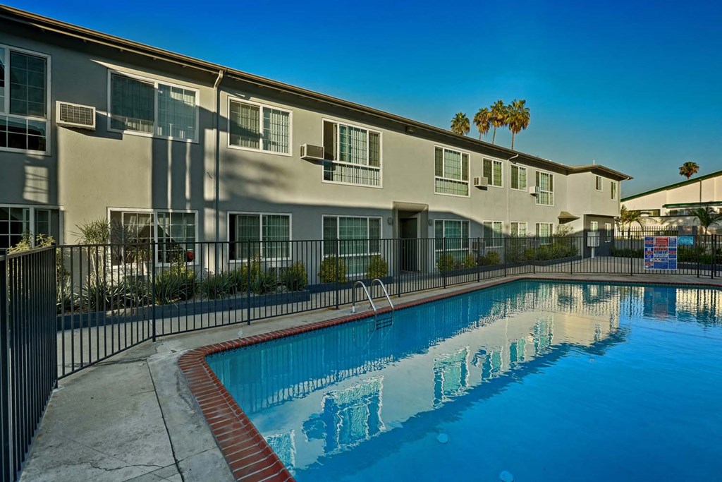 the swimming pool at the apartments for rent