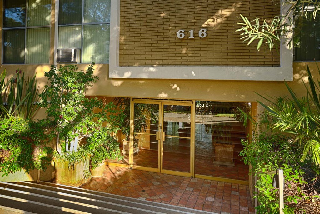 the front entrance of the building