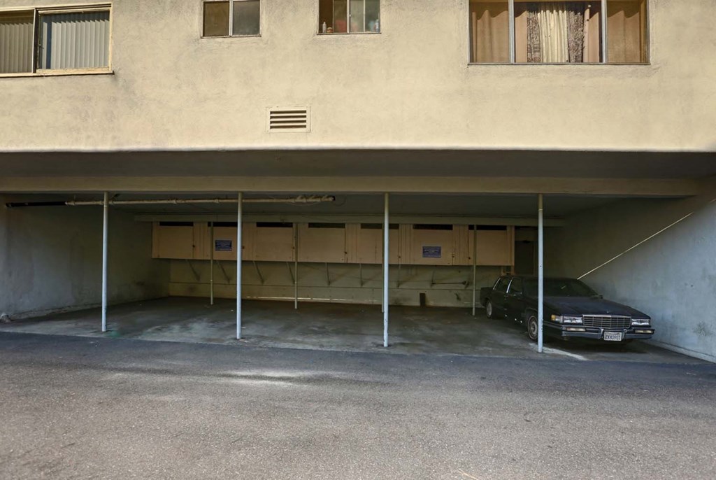 a car parked in a parking garage