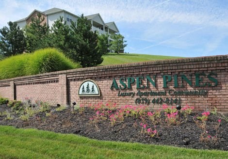 a brick retaining wall with a sign for aspin pines elementary school