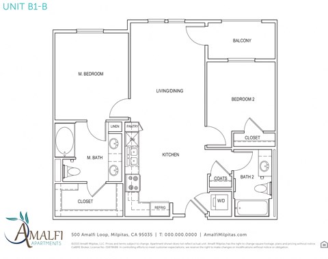 Amalfi Milpitas CA 2 Bedroom B1-B Sq Ft 920