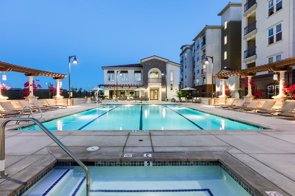 Amalfi Milpitas CA pool and spa night