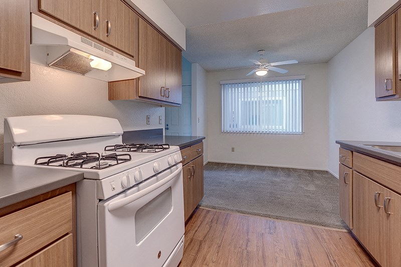 Kitchen Range and Oven at VINE BY VINTAGE Apartments, California