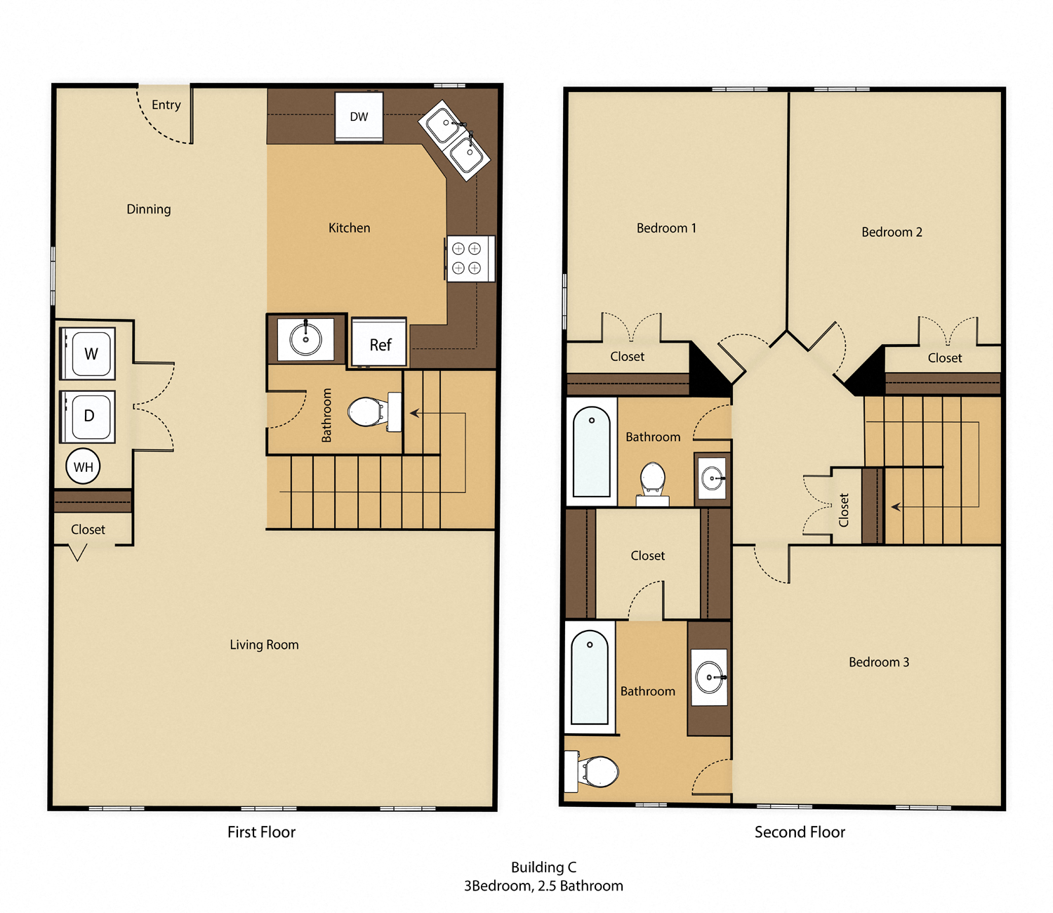 3 Bed 1 Bath floorplan