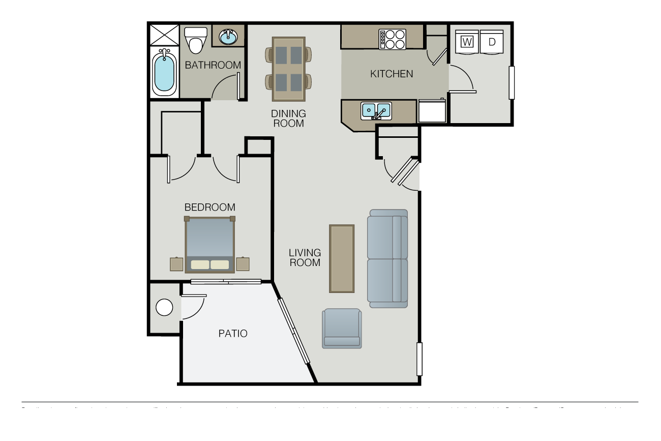 1 Bed, 1 Bath Floorplan 1 Bed, 1 Bath Floorplan at Harvest Park