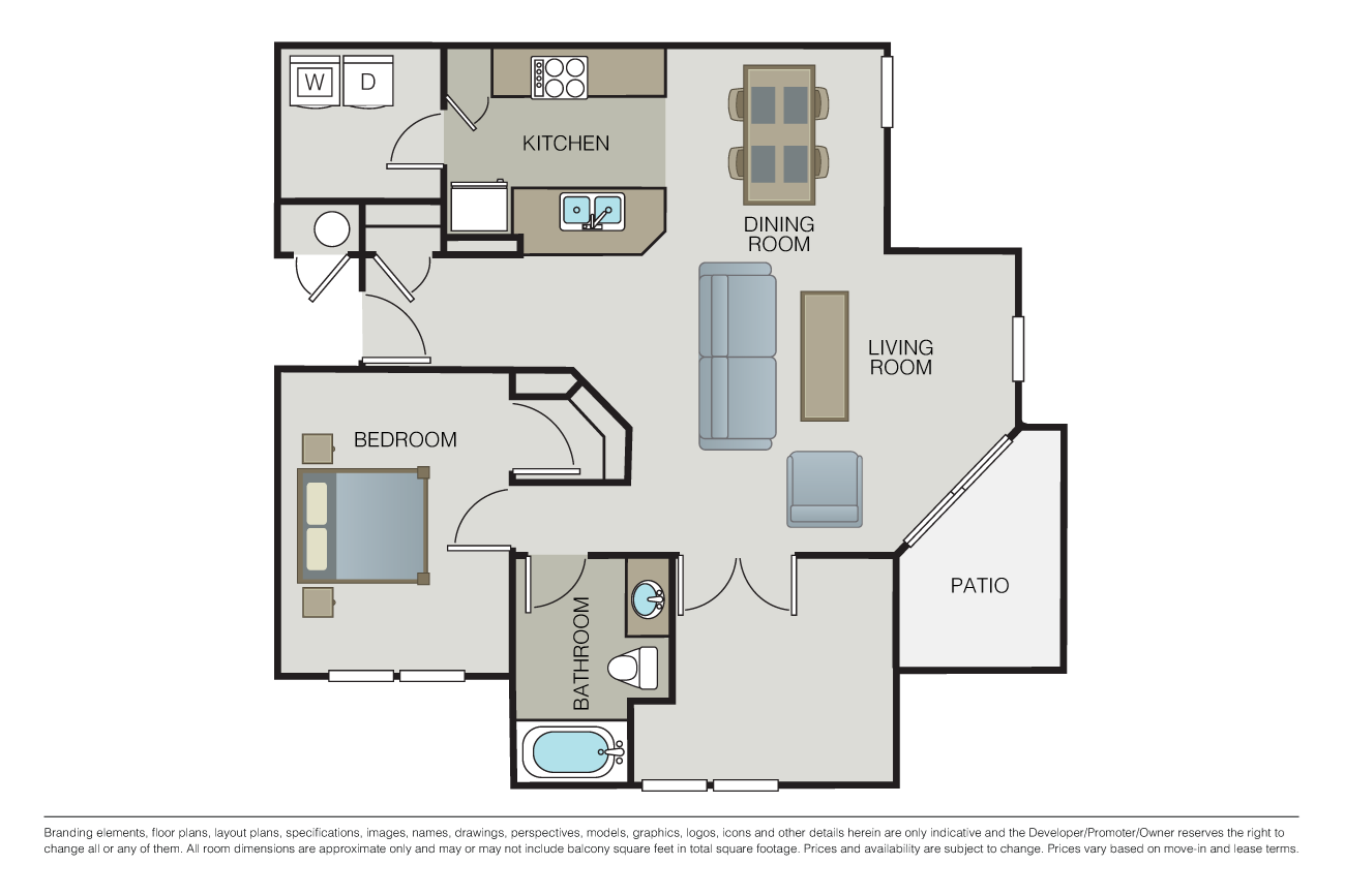 Large 1 Bed, 1 Bath Floorplan Large 1 Bed, 1 Bath Floorplan at Harvest Park