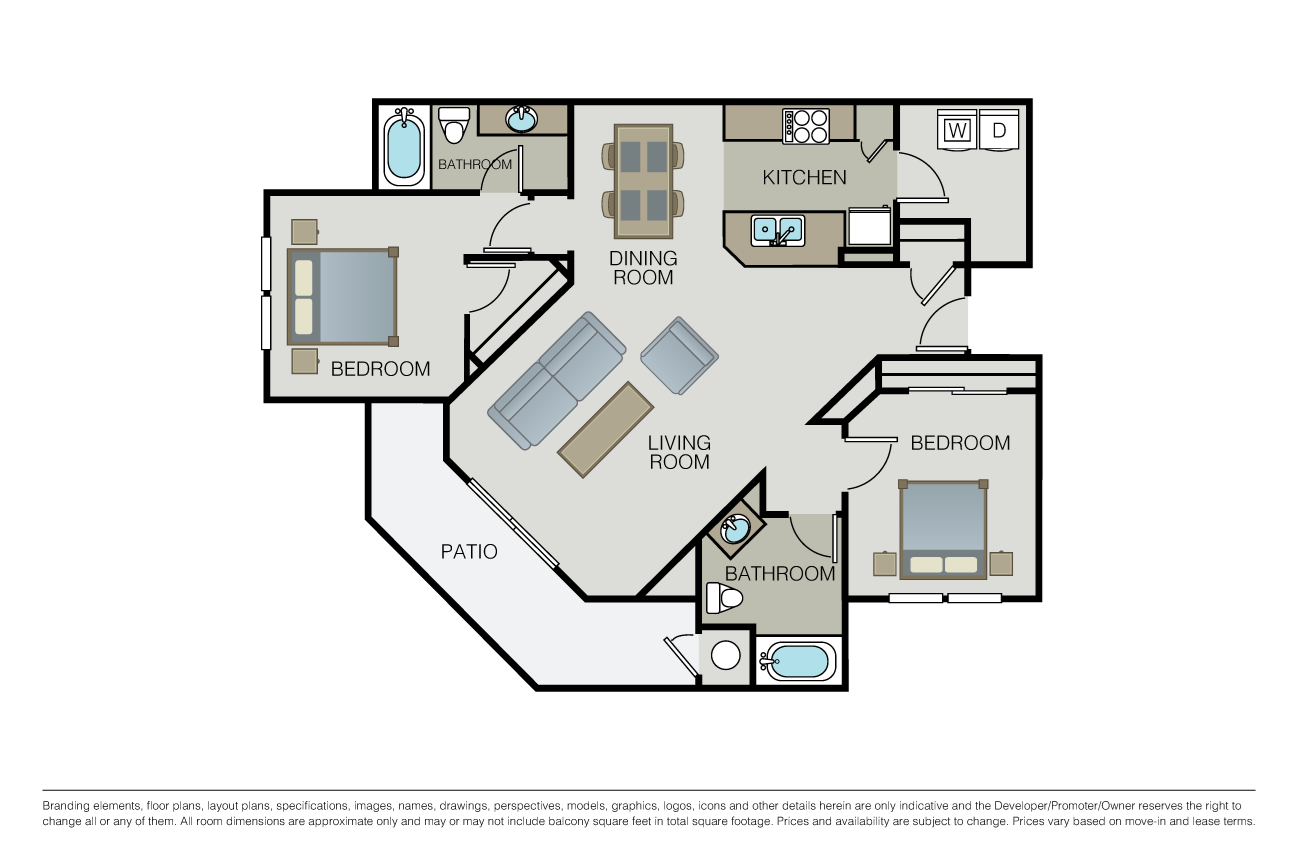 2 Bed, 2 Bath Floorplan 2 Bed, 2 Bath Floorplan at Harvest Park