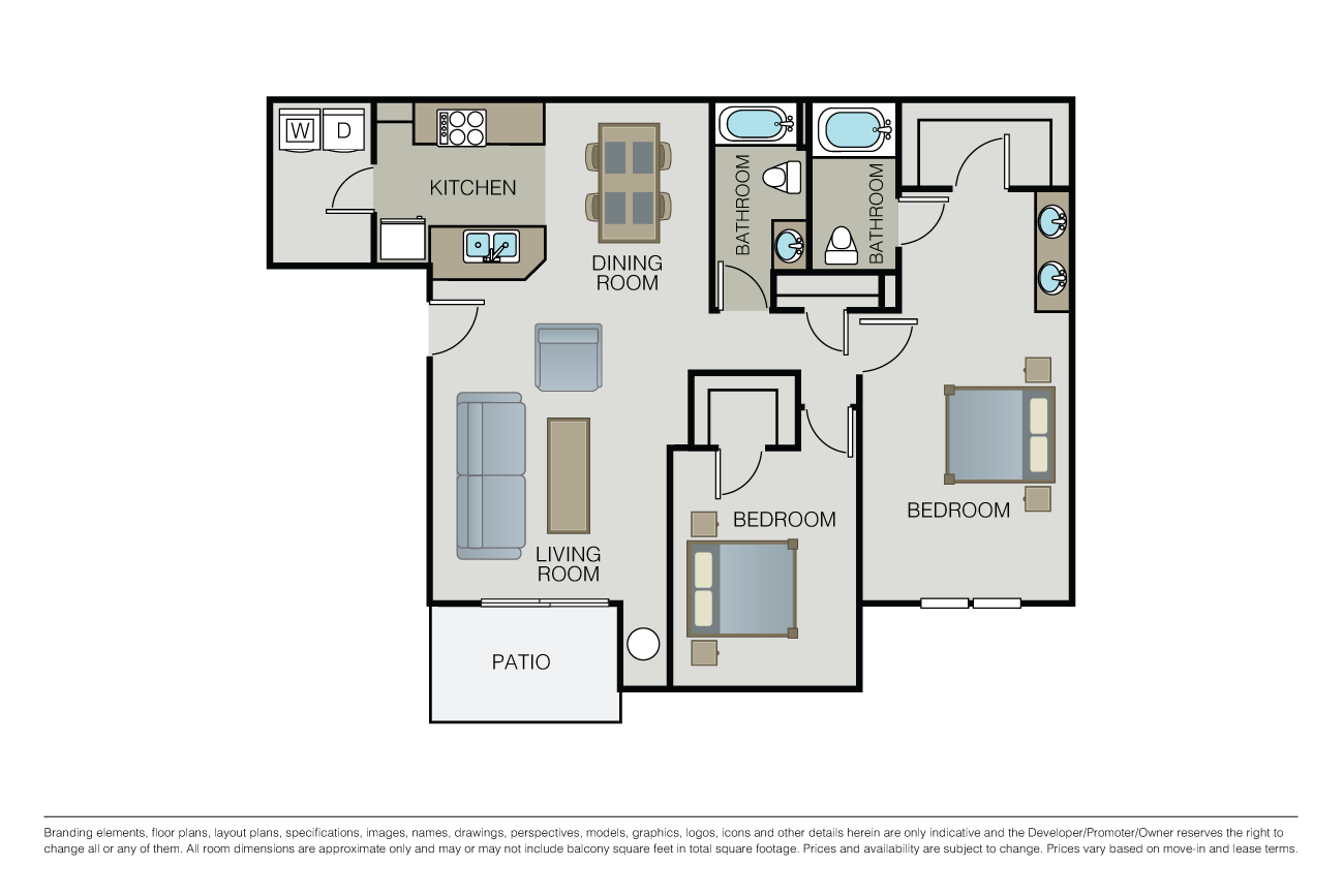 Large 2 Bed, 2 Bath Floorplan Large 2 Bed, 2 Bath Floorplan at Harvest Park
