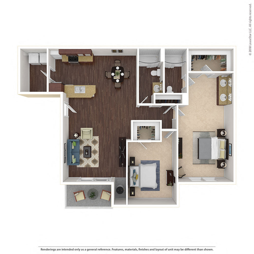 Large 2 Bed, 2 Bath Floor Plan at Harvest Park Apartments, Santa Rosa