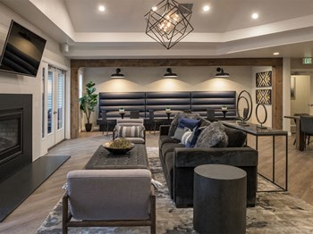 Clubroom With Smart Tv And Fireplace Clubroom With Smart Tv And Fireplace at Edgewater Apartments, Idaho - Photo Gallery 3