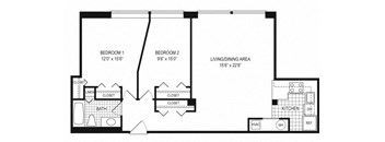 2 Bed 1 Bath - B