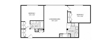 2 Beds 1 Bath - C