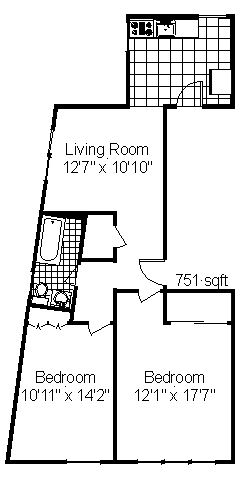 2 Bedroom, 1 Bath