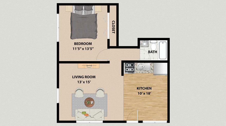 One Bedroom One Bathroom Floor Plan One Bedroom One Bathroom Floor Plan at the Arbors