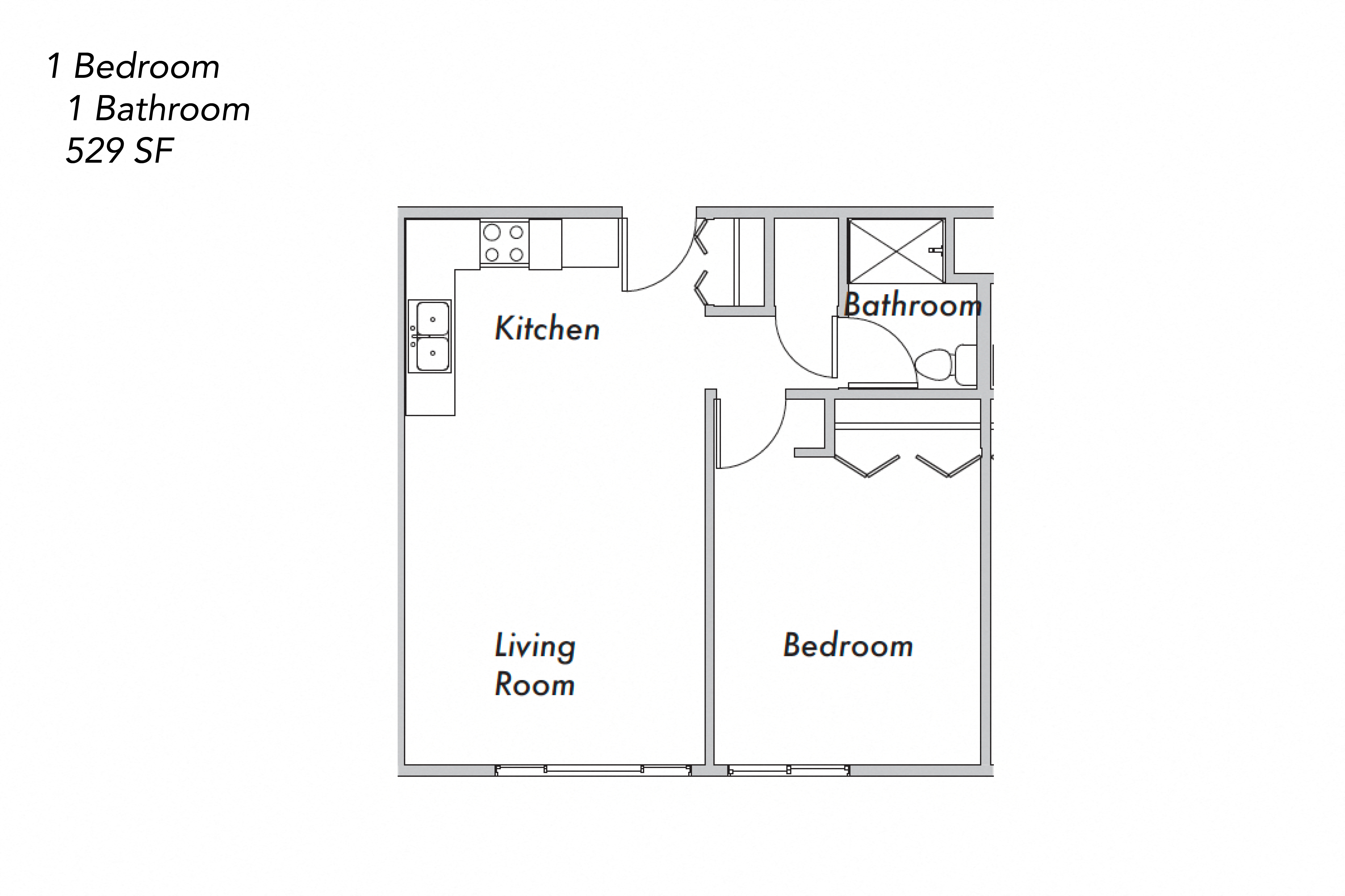 1 Bedroom, 1 Bathroom, Handicap