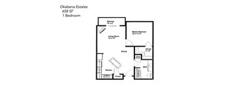 One bedroom, one bathroom