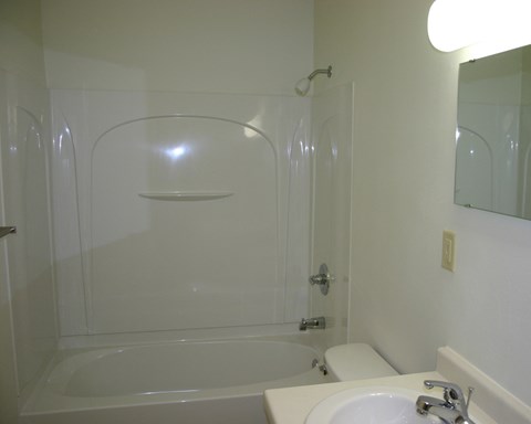 a white bathroom with a shower and a sink