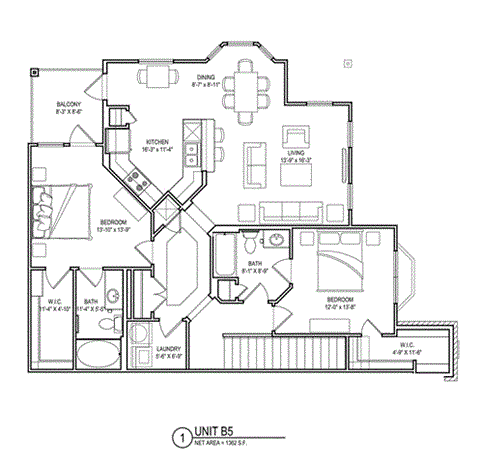 2 bed 2 bath A Floor Plans at Audubon Park Apartment Homes, Louisiana