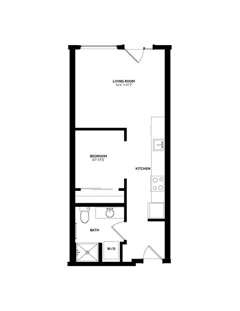 Bowman Seattle WA A-1a 1 Bedroom 515 Sq Ft