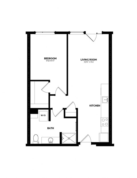 Bowman Seattle WA A-13 1 Bedroom 701 Sq Ft