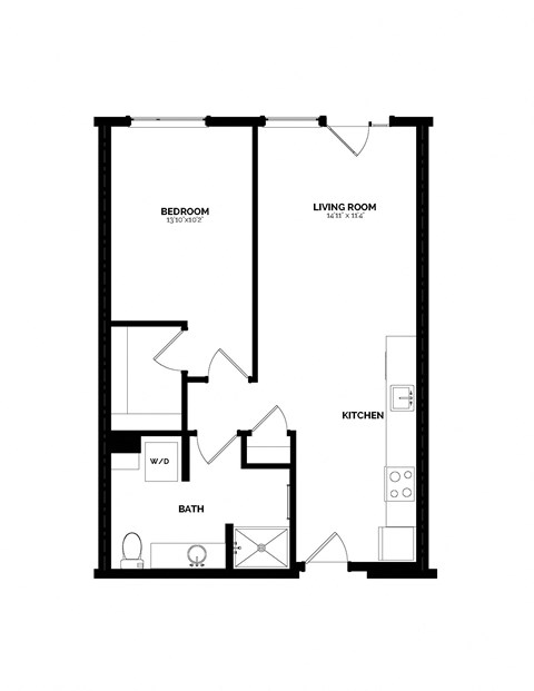 Bowman Seattle WA A-13a 1 Bedroom 727 Sq Ft