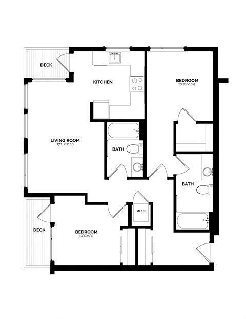 Bowman Seattle WA B-7 2 Bedroom 667 Sq Ft