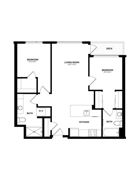 Bowman Seattle WA B-12 2 Bedroom 982 Sq Ft