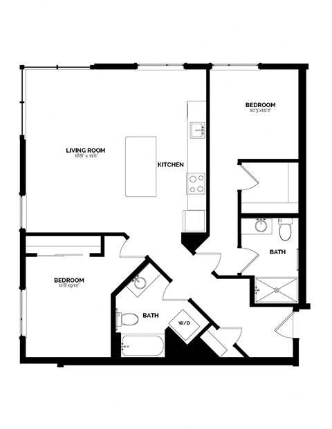 Bowman Seattle WA B-5 2 Bedroom 1078 Sq Ft